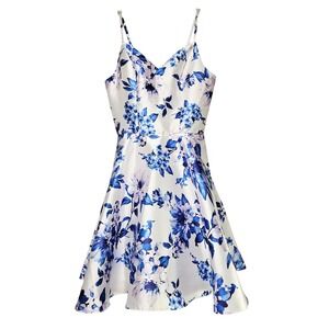 Dear Moon Blue White Floral Fairy Fit Flare Dress Sz 1 Pockets Babydoll Coquette